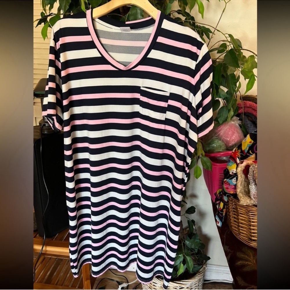 Essentials Black and Pink Striped
Pajama Top
